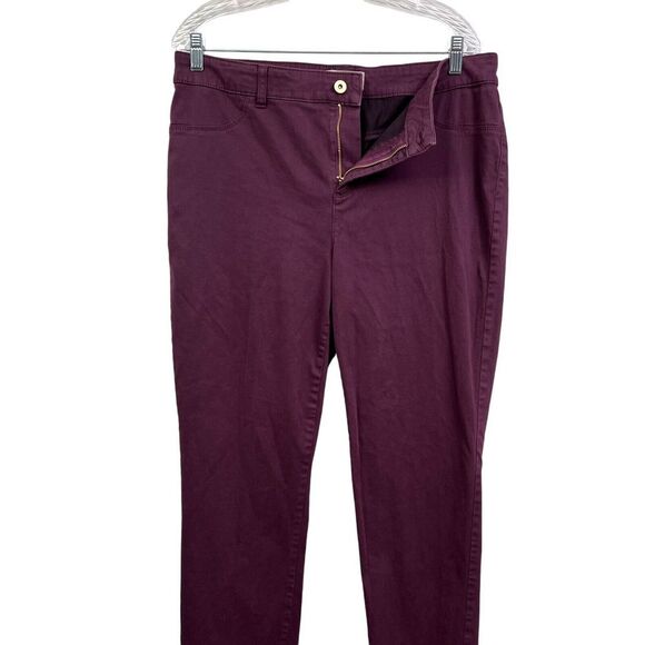 Chico's Womens Pants Stretch Ankle High Rise Zip Fly Burgundy‎ Size 2 Reg - Picture 3 of 6